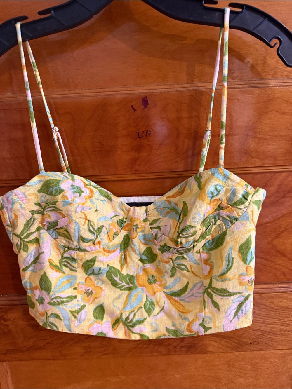 Zara Yellow Floral Cropped Cami Top - Women